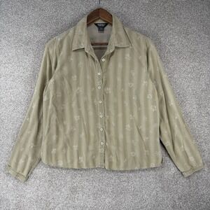 Woolrich Women's Blouse Lightweight Boho Sage Tan Sz L Soft Boho Cottagecore